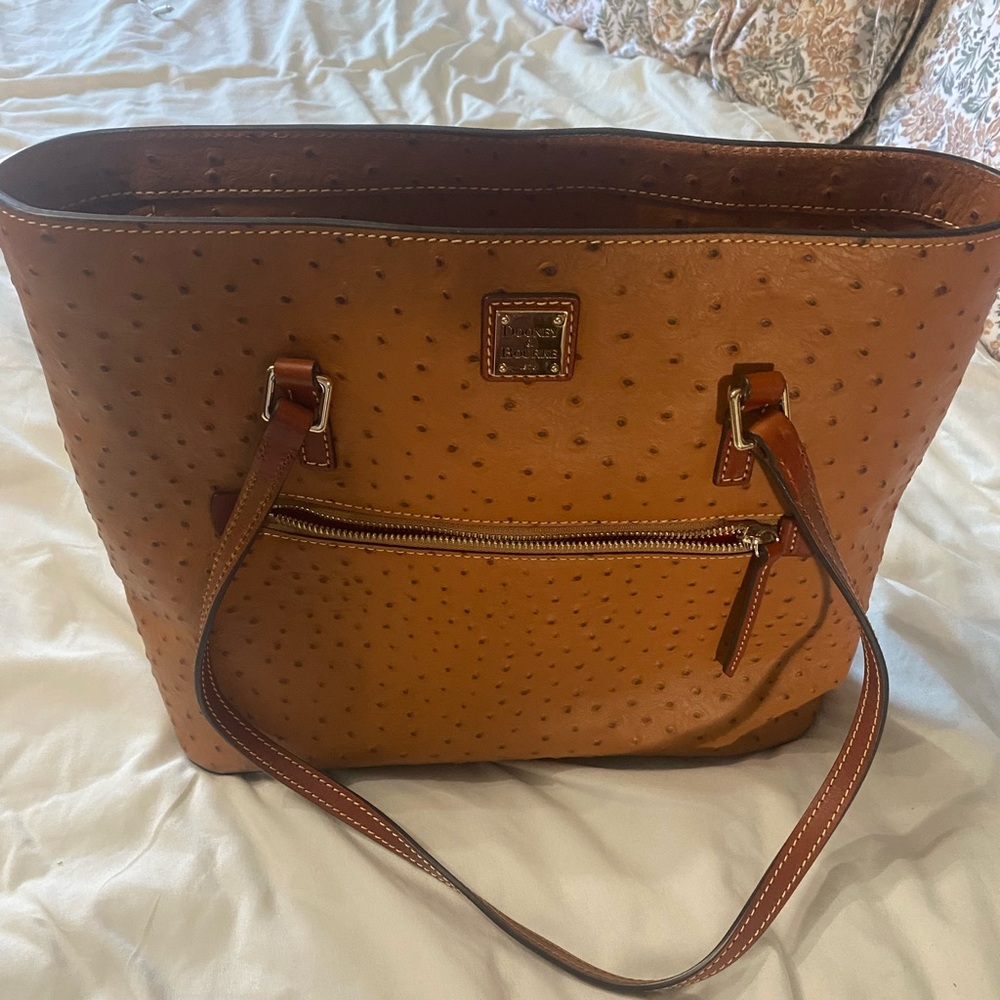Dooney & Bourke camel colored croc like leather.